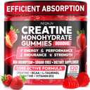 Creatine Gummies Monohydrate Complex 9000MG, Chewable Creatine Monohydrate Gummies for Men & Women with L-Taurine, BCAA 2:1, B12/6, Building Muscle Strength and Boost Focus, 30 Days Supply (135 Pcs) (EXP 04/29/2027)