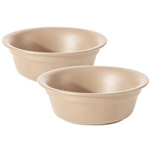 Havniva Ceramic Set of 2 Dog and Cat Bowls, 2pcs Basic 1 Cup Food or 7.8 oz Water Dishes for Puppy, Kitty, Wide Opening Rounded Edge (2 Bowls, Oat Beige)
