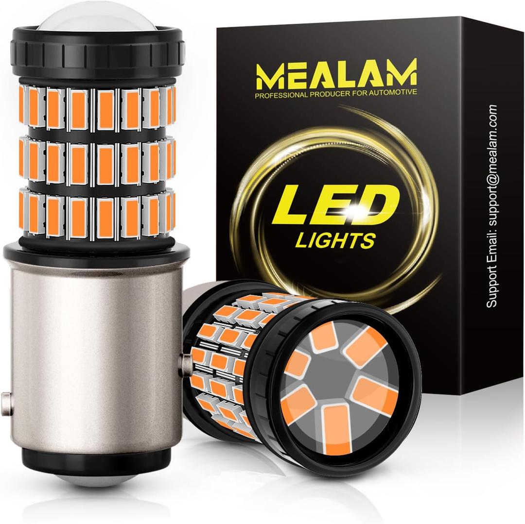 1157 2057 2357 7528 Bay5d LED Bulbs Amber Yellow, Super Bright 60 SMD Chips for Car Truck Backup Reverse Light Tail Break Turn Signal Light(Pack of 2)