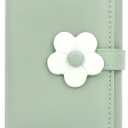 Cute Wallets for Teen Girls, Aesthetic Coquette Trifold Womens Small Wallet with Card Holder ID Window (Green Flower)