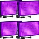 4 Pack 200W Black Light, LED Blacklight with US Plug and Switch, Black Lights for Glow and Neon Parties, Halloween, Body Painting, Birthday Party, Fluorescent Painting and Tapestry