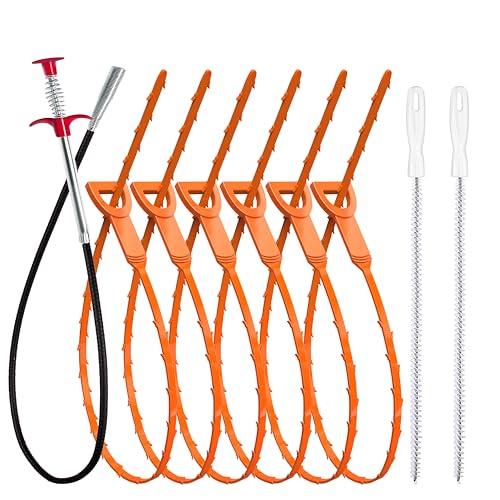 35.5inch Drain Clog Remover(1pcs), 25inch Drain Snake Hair Remover(6pcs) & Cleaning Brush(2pcs), Hair Catcher Drain Auger Cleaner Tool Set For Toilet, Kitchen Sink, Bathroom Tub, Sewer, 9 Pack 35.5inch Drain Clog Remover(1pcs), 25inch Drain Snake Hair Remover(6pcs) & Cleaning Brush(2pcs), Hair Catcher Drain Auger Cleaner Tool Set For Toilet, Kitchen Sink, Bathroom Tub, Sewer, 9 Pack