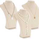 Kigley 3 Pcs Linen Jewelry Display Bust Necklace Display Stand Necklace Mannequin Holder for Jewelry Selling Trade Shows