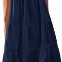 BTFBM Women Summer Dresses 2026 Casual Spring Clothes Sleeveless Halter Neck A-Line Boho Mini Dress Beach Vacation Sundress(Dark Blue, Large)