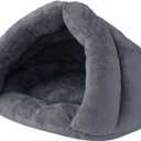 Pet Tent Cave Bed for Small Medium Cats Dogs Pets Sleeping Bag Thick Fleece Warm Slipper Dog Bed Cuddler Burrow House Hole Igloo Nest Cozy Triangle Bed for Cat Puppy (19.6*15.74 inch, Grey)
