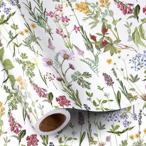 RUSPEPA 30" X 32.8' Wild Flower Wrapping Large Paper Roll for Women Girls, Jumbo Roll, Elegant Floral Design Gift Wrap Perfect for Birthday, Bridal Shower, Spring, Wedding, Mother's Day, 82 sq. ft.