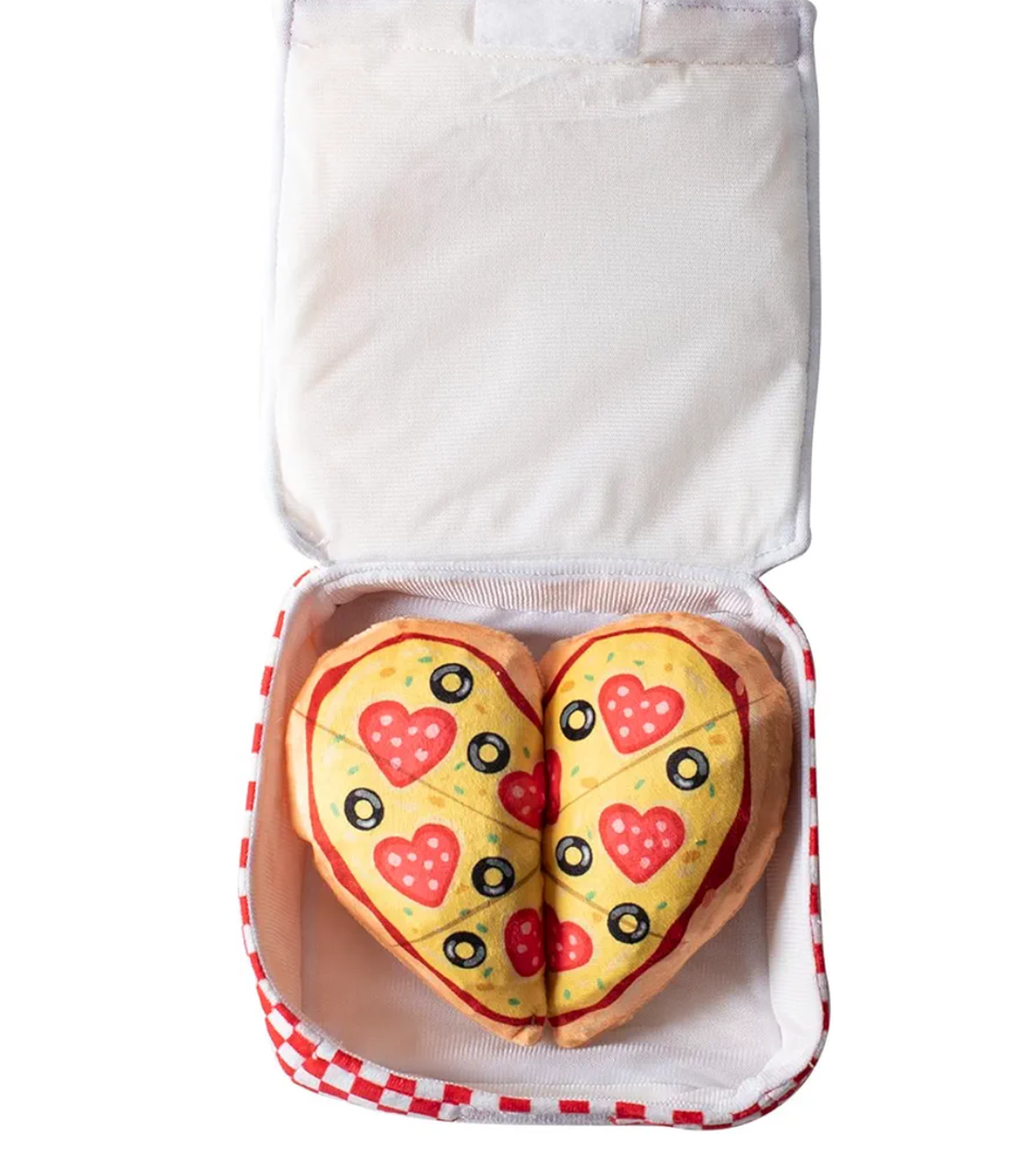 Fringe Studio Plush Dog Toy, Hide & Seek Burrow 3 Pieces Set, Pizza My Heart, Petshop Collection