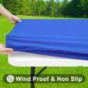 Smiry Rectangle Tablecloth, Elastic Fitted Flannel Backed Vinyl Tablecloths for 8ft Folding Tables, Waterproof Wipeable Table Covers for Indoor, Outdoor, Picnic and Camping (Blue, 30"x96")