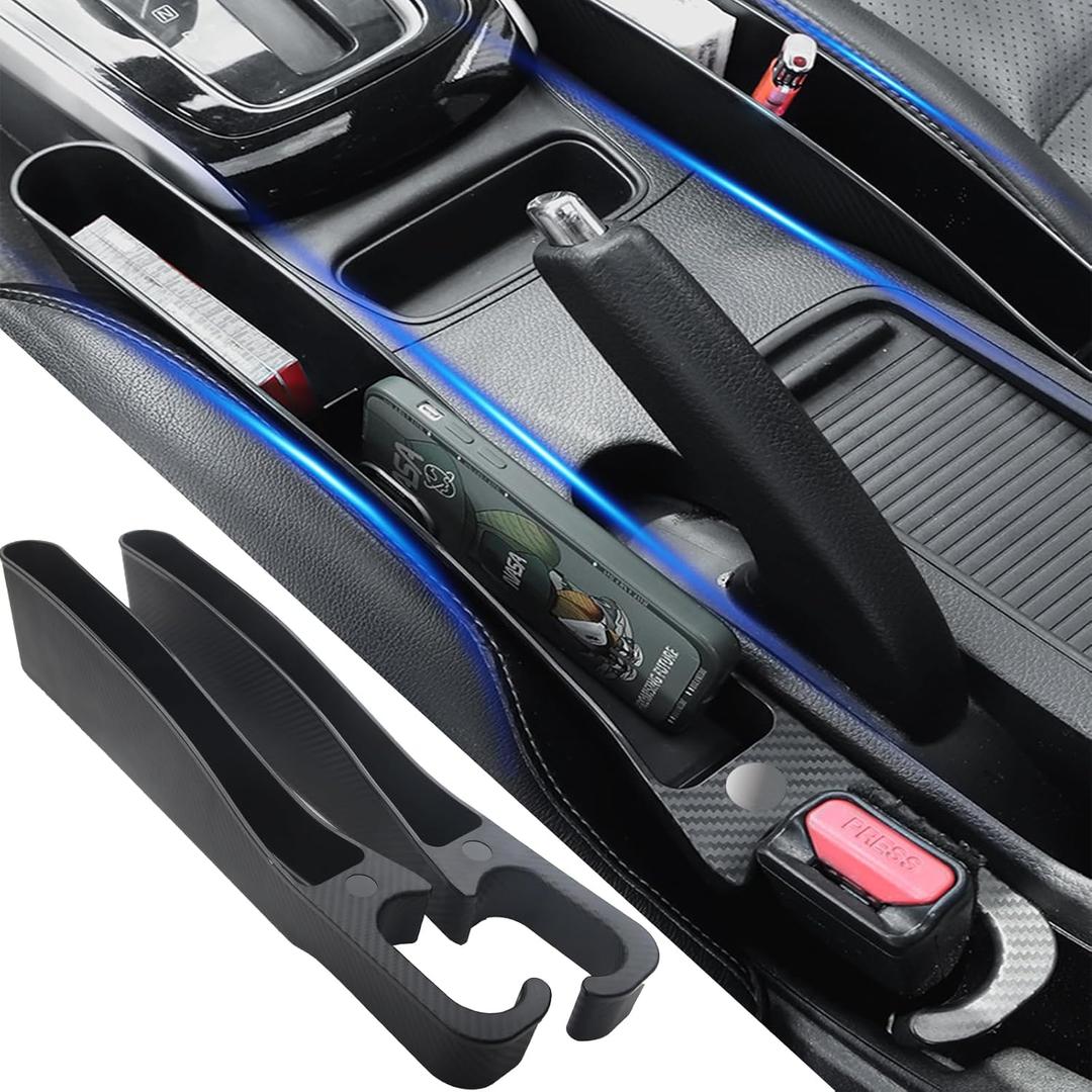 Car Seat Gap Filler Set of 2,Seat Gap Organizer, No Drop Seat Guard,Car Seat Accessories,Drop seat Gap fillers Between Seat and Console Stop Things from Dropping (Black carbon fiber pattern)