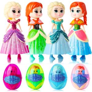 Xutengy 4 Pack Easter Basket Essentials Fillers Gifts Jumbo Princess EggsDeformation Prefilled Toys for Kids Toddler Boys Girls Easter Party Favors Surprise Eggs
