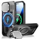 WASTROYAL Camera Stand Case for iPhone 14 Pro Max, [Compatible with MagSafe] [Lens Cover] 2024 Version Military Grade Protective Soft Case for iPhone 14 Pro Max 6.7 inch Men Women, Black