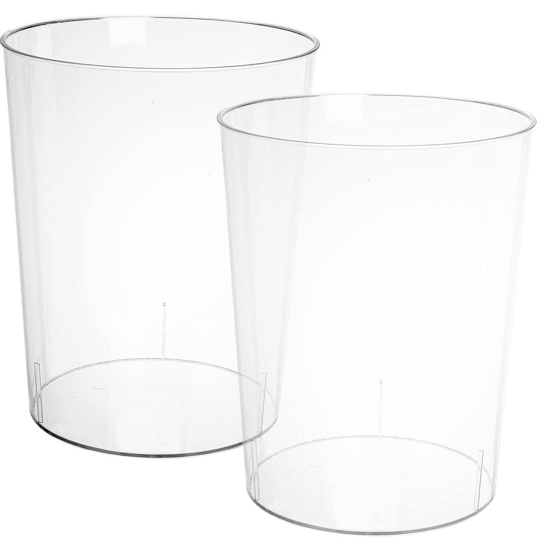 Okllen 2 Pack Plastic Waste Basket, Clear Round Trash Can Small Wastebasket Garbage Container Bin for Bathroom, Bedroom, Kitchen, Home, Office, 7.3" x 8.5" x 10.6"