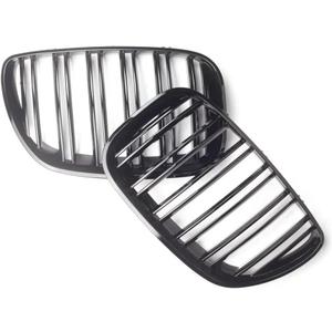 Honeycomb Fog Light Grill Gloss Black Double Line Style Front Upper Grilles FOR X5 E53 SUV 2004-2006 Sport 4D LCI Grill Accessories