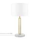 Globe Electric Paloma 22" Table Lamp, Matte Brass, White Faux Marble Base