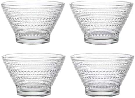 WAIT FLY Vintage Embossed Glass Dessert Bowl Ice Cream Bowl Snack Bowls Salad Bowl Fruit Bowl 15 OZ Serving Bowls for Kitchen-A-5.0 Inch