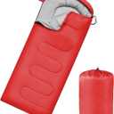 Camping Sleeping Bags for Adults Kids Waterproof Lightweight Sleeping Bag for Cold Weather or Warm Backpacking Hiking Mountaineering Indoor Outdoor Use (Red)