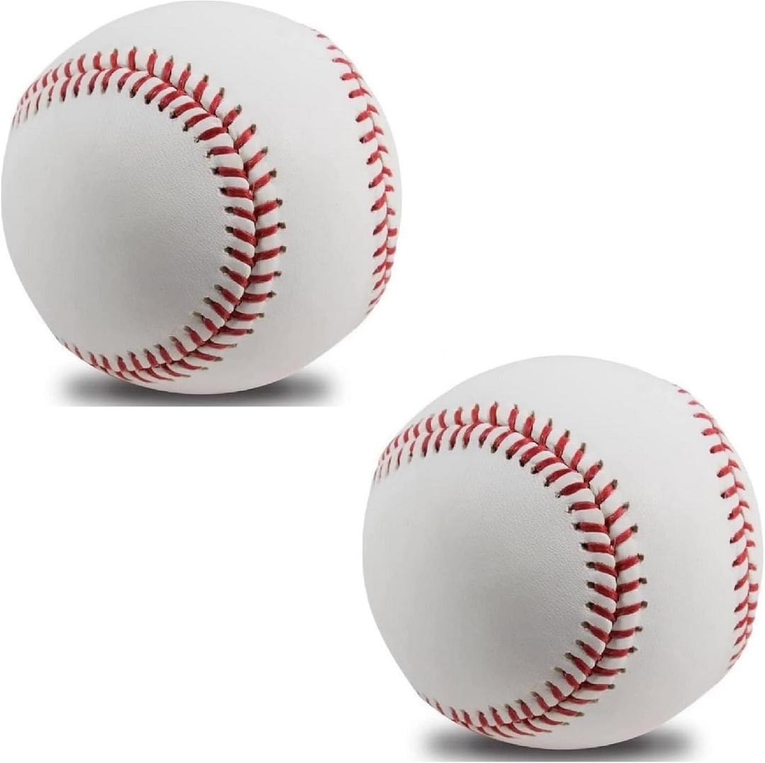 2 Pack Blank Baseballs Solid Cork Core, 9 Inch Baseball Balls Unmarked Autographs Baseball for League Play, Pitching, Hitting, Batting, Fielding, Autograph, Gifts (Hard-2pack)
