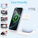 Charging Station for Multiple Devices Apple, Foldable 3 in 1 Wireless Charger for iPhone 16/15/14/13/12/Pro/Max/Plus, Apple Watch 10/9/Ultra/8/7/6/5/4/3/2/SE & AirPods 4/3/2/Pro (White)