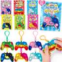 Jumlys Valentines Day Gifts for Kids, 24 Pack Valentines Day Cards with Game Shape Pop Fidget Keychains Bulk, Valentine Day Party Favors for Boys Girls, Ideal Exchange Cards for Classroom