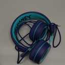 Kids Headphones - noot products K11 Foldable Stereo Tangle-Free 3.5mm Jack Wired Cord On-Ear Headset for Children/Teens/Boys/Girls/Smartphones/School/Kindle/Airplane Travel/Plane/Tablet (Navy/Teal)