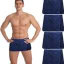 Mixweer 4 Pcs Mens Wearable Bath Towel Wrap Short Pants 11.81'' Mens Towel Shower Wrap with Closure for Bathroom Shower Spa Gym(Dark Blue,Coral Fleece)