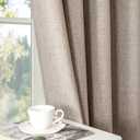 Veloraft Linen Curtains 72 Inches Long 2 Panels Set, 100% Blackout Curtains Textured Thermal Insulated, Grommet Light Blocking Drapes for Living Room Bedroom Luxury Decor(52W × 72L inch, Linen)