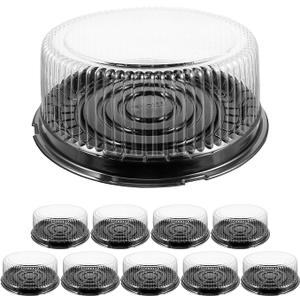 Hemoton 10 Pcs Plastic Cake Containers with Lids, Disposable Cake Containers 9.6 Inch Cake Carries for Transport,Clear Cake Container Dome and Base Carry & Display Storage Box
