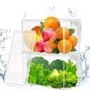 2 Pack Fruit Containers for Fridge, Stackable Ice Container for Freezer with Handles, Clear Pantry Organization and Storage, Kitchen Organization for Food Vegetable Salad with Lids