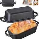 GRMImosa 2 in 1 Cast Iron Bread Loaf Pan with Lid, Loaf Pans for Baking Bread 9x5 Inch, Even Heat Distribution for Meatloaf, Homemade Bread