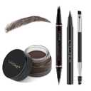 Eyebrow Pencil Makeup Kit, with Waterproof 2-IN-1 Microblading Eyebrow Pen, Eyebrow Pomade, Eyeliner and Dual-ended Eyebrow Brush, Brow Pencil Kit for Natural Eyebrows - Dark Coffee