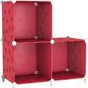 UNKU Cube Storage Organizer, 3 Cube Closet Organizer Storage Shelves, DIY Stackable Bookcase, Clothes Organizer Shelf for Closet, Bedroom, Living Room, Cabinet, Home, Office, Red (Green)