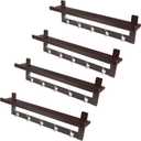 yoyomax Coat Hooks-4 Packs Coat Rack Wall Mounted w/5 Hooks Metal Wall Coat Hook Rail for Hat Coat, Key, Purses, Robes, Bathroom, Espresso