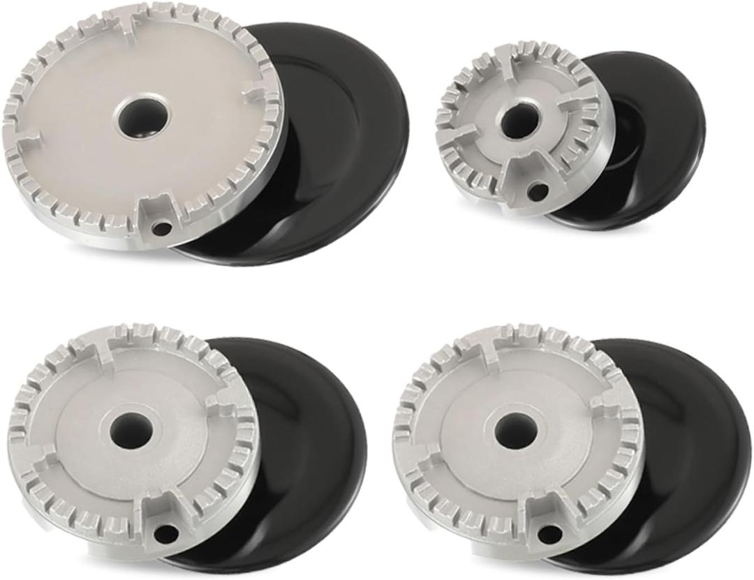 Gas Stove Burner Caps Set, Cooker Hat Set Suitable for Most Gas Stove Burners, 1 Large, 1 Small, 2 Middle