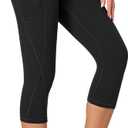 Heathyoga Capri Leggings for Women High Waisted Capri Leggings with Pockets for Women Tummy Control Yoga Pants Women (Black, L)