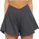 FireSwan Crossover Athletic Shorts for Women 2 in 1 Flowy Running Shorts with Pockets Spandex Butterfly Workout Tennis Skorts (Blue, XXXL)