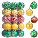 30ct Christmas Ball Ornaments Shatterproof Christmas Hanging Tree Decorative Balls for Party Holiday Wedding Decor Green Gold Red, 2.36",60mm