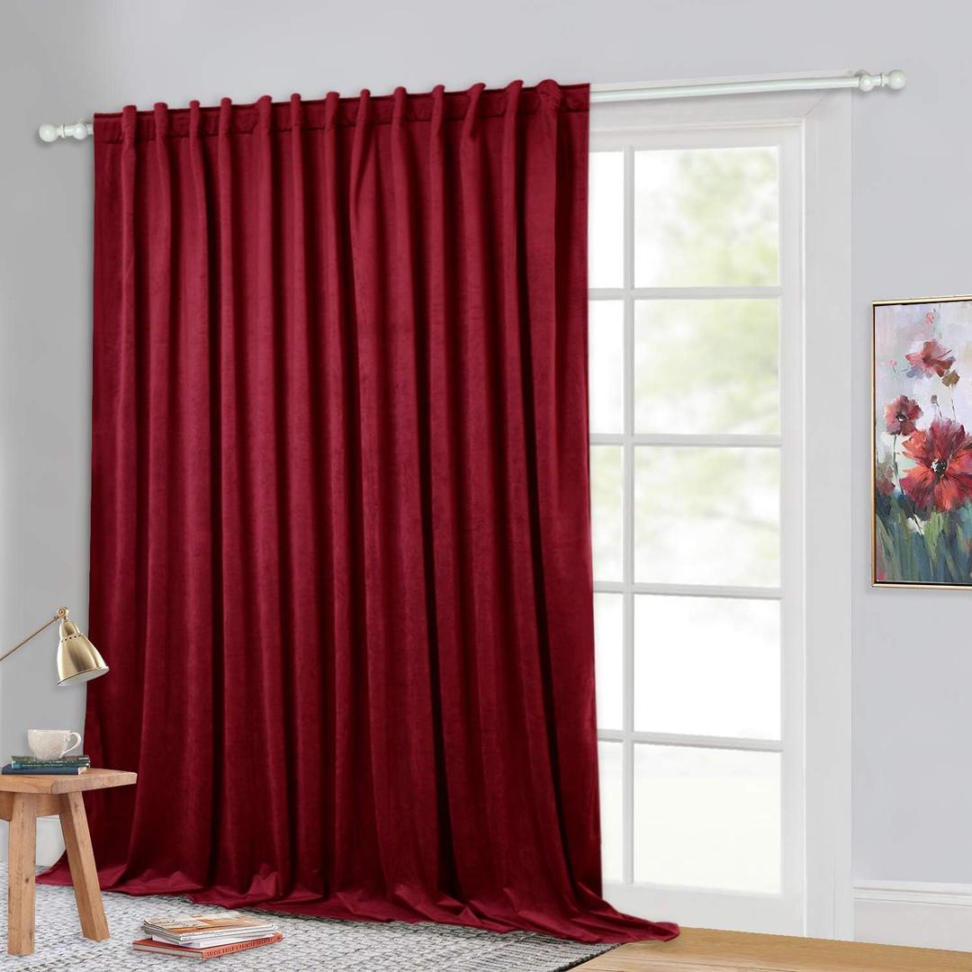 StangH Christmas Decoration Velvet Curtains, Holiday Decor Super Soft Solid Window Panels, Room Darkening Noise Reducing Drapes for Movie Room/Party Backdrops, Red, W100 x L144 inches, 1 Panels