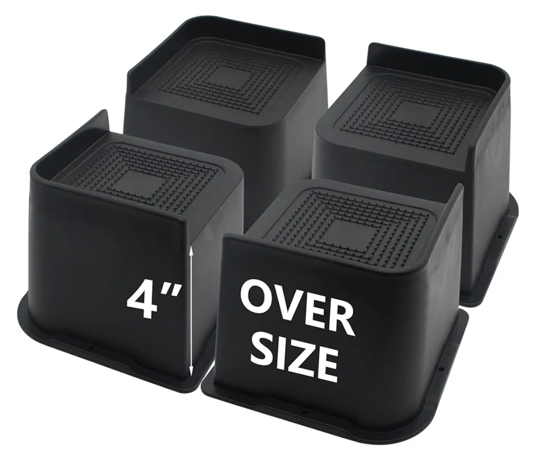 Yookwutar Bed Risers 2 inch, 3 inch, 4 inch, 6 inch, 8 inch Heavy Duty, Oversized Furniture Riser for Couch Sofa Table Chair Leg Frame Dorm, Support up to 6000 Lbs (Black 4 Pack, 8 inch)