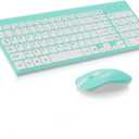 cimetech Wireless Keyboard and Mouse Combo, Compact Full Size Wireless Keyboard and Mouse Set 2.4G Ultra-Thin Sleek Design for Windows, Computer, Desktop, PC, Notebook, Laptop - Blue