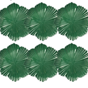 Green Charger Plates Flower Shape, 13 Inch.Set of 6 Plastic Decorative Plates for Table Setting, Party, Wedding.