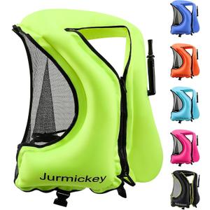 Snorkel Vest for Adults, Inflatable Snorkeling Vest for Men & Women, Portable Swim Jacket & Buoyancy Vest for Snorkeling, Swimming, Kayaking, Boating (green)