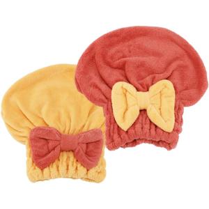 2Pcs Microfiber Hair Towel Wrap for Women Hair Drying Cap Hair Plopping Cap Hair Drying Towel Wrap Head Towels Wrap for Women Curly Hair (Red and Yellow)
