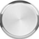 4 Pack 12 Inch Silver Stainless Steel Plates, Round Silver Metal Dinner Plates, Dishwasher Safe Stainless Steel Serving Dishes for Home, Camping, Barbecue