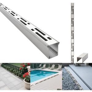 Pool Deck Drain Channel, 2.3" W x 19.6' L, 304 Stainless Steel Channel Drain Outdoor, Deck Drainage System with Coupling, Trench Drain System for Pool Decks, Patios,Walkways, Courtyards, Paver.
