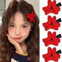 4 Pcs Fun Hair Clips for Women Girls Cute Plush Angry Hair Clips Cute Cartoon Duckbill Barrette Hair Gyaru Accessories Clips for Cosplay (Red)