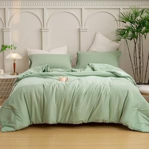 BOHOPOPM Softness California King Comforter Set,Super Soft Washed Polycotton Fabric,Cozy Comfy Down Alternative Bed Blanket Comforter & Pillowcase Lightweight Warm for All Season,Cal King Sage Green