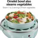 Hamilton Beach 3-in-1 Electric Egg Cooker for Hard Boiled Eggs, Poacher Eggs, Omelet Maker & Vegetable Steamer, Holds 7, Mint (25504)