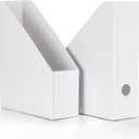 EXYGLO 12 Pack White Magazine File Holder, Cardboard Magazine Rack with Label, Foldable Storage Organizer Box for Book, Documents, 9.9x3.3x12 Inches