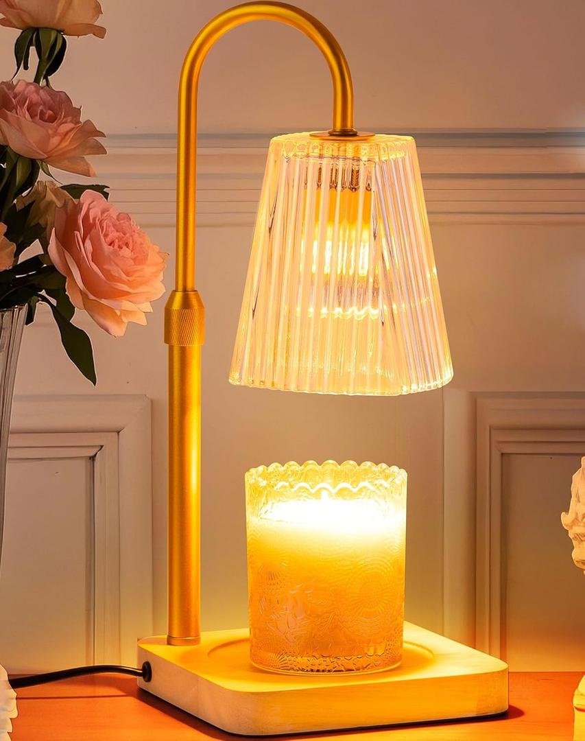 Candle Warmer Lamp Timer Adjustable - Height Wax Melt Electric Light Warming Dimmable Top Melter Heater For Melting Heating Small Jar Candles Gifts Women Mom Birthday Home Desk Decor with 2 Bulbs (Transparent)