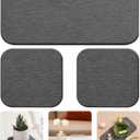 3PCS Water Absorbing Diatomaceous Earth Tray for Sink, Fast Drying Soap & Toothbrush Holders for Bathroom Counter, 1 Stone Tray, 2 Stone Coasters (Dark Gray-no Pattern)